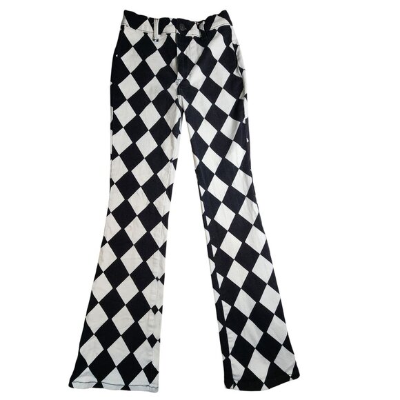 Motel Rocks Denim XS Checkerboard Pants Womens Cotton & Spandex - Picture 11 of 12